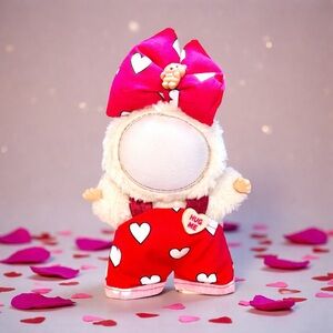 Valentine Adorable Outfit for 17cm Heart Plush Toy with Pink Bow